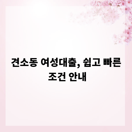 견소동 여성대출, 쉽고 빠른 조건 안내