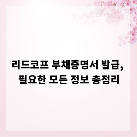 리드코프 부채증명서 발급, 필요한 모든 정보 총정리
