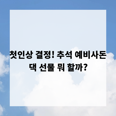 첫인상 결정! 추석 예비사돈댁 선물 뭐 할까?
