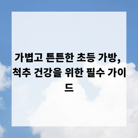 가볍고 튼튼한 초등 가방, 척추 건강을 위한 필수 가이드