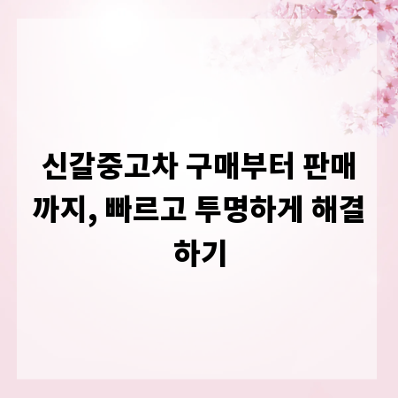 신갈중고차 구매부터 판매까지, 빠르고 투명하게 해결하기