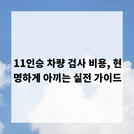 11인승 차량 검사 비용, 현명하게 아끼는 실전 가이드
