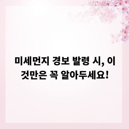 미세먼지 경보 발령 시, 이것만은 꼭 알아두세요!