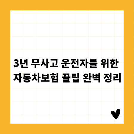 3년 무사고 운전자를 위한 자동차보험 꿀팁 완벽 정리