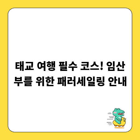 태교 여행 필수 코스! 임산부를 위한 패러세일링 안내
