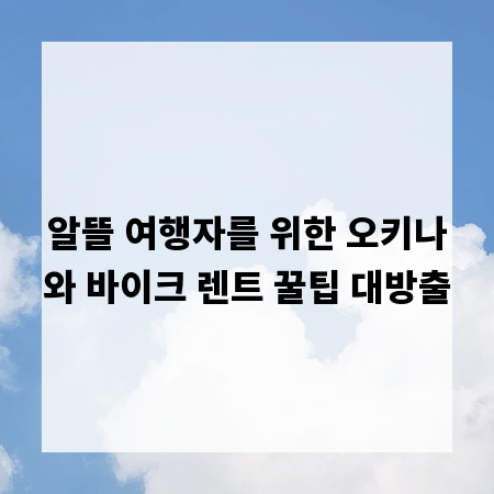 알뜰 여행자를 위한 오키나와 바이크 렌트 꿀팁 대방출
