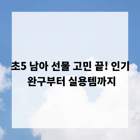 초5 남아 선물 고민 끝! 인기 완구부터 실용템까지